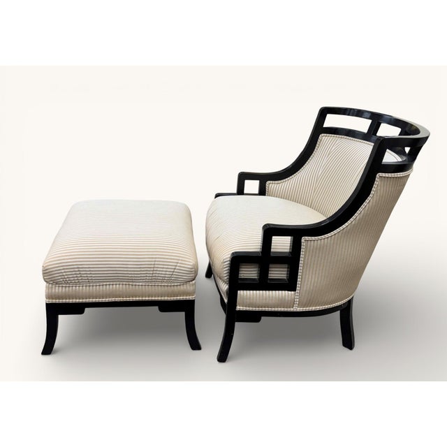 1980s Jay Spectre for Century Furniture Wallis Simpson Lounge Chairs & Ottomans - 4 Piece Set For Sale - Image 5 of 18