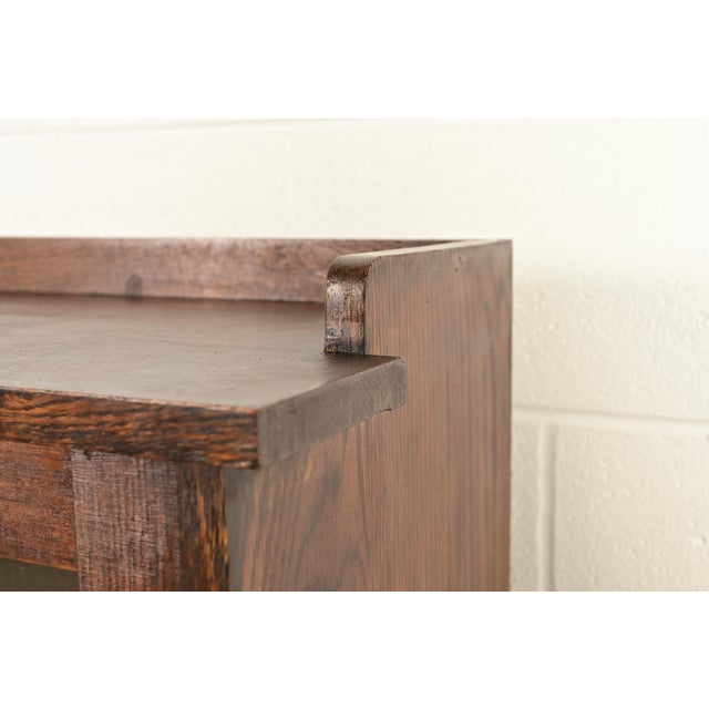 Brown Limbert Style Antique Mission Oak Arts & Crafts Glass Front Bookcase Cabinet, Circa 1910 For Sale - Image 8 of 15