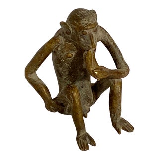 AfricanTribal/ Ashanti Akan Bronze Monkey Figure I Coast . For Sale