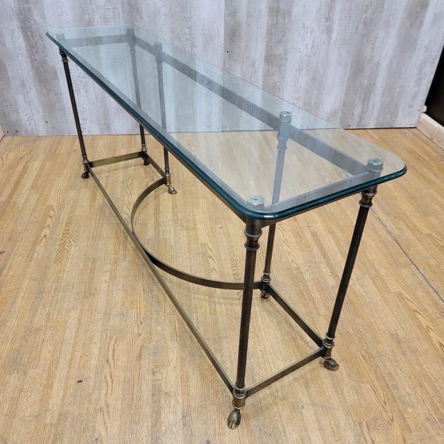 Hollywood Regency LaBarge Style Brass Console Table For Sale - Image 10 of 10