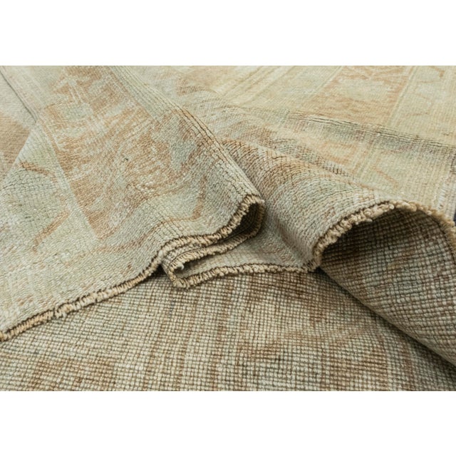 Textile Turkish Vintage Rug Faded Mint & Soft Terracotta Handwoven Wool Rug 5'5" X 9'4" For Sale - Image 7 of 10