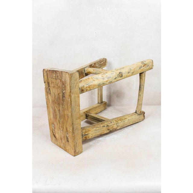 Vintage Rustic Stool in Elm For Sale - Image 4 of 5