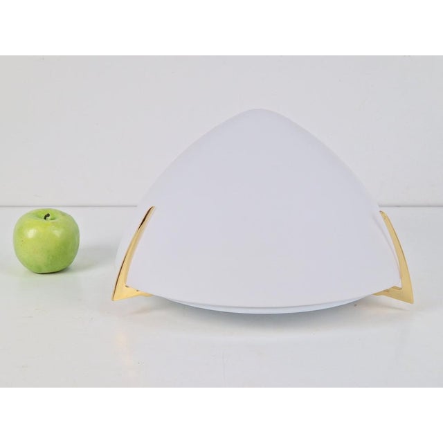 Regency Brass & White Glass Ceiling Lamp, 1970s For Sale - Image 11 of 15