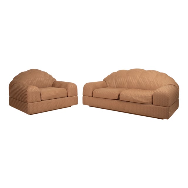 Lounge Chair and Sofa by Alain Delon for Maison Jansen, 1970s, Set of 2 For Sale