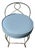 Vintage Mid-Century Hollywood Regency Brass Vanity Chair Stool - Pastel Blue Vinyl - George Koch Sons For Sale