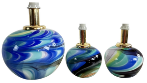 Double-Light Murano Glass Table Lamps, 1980s, Set of 3
