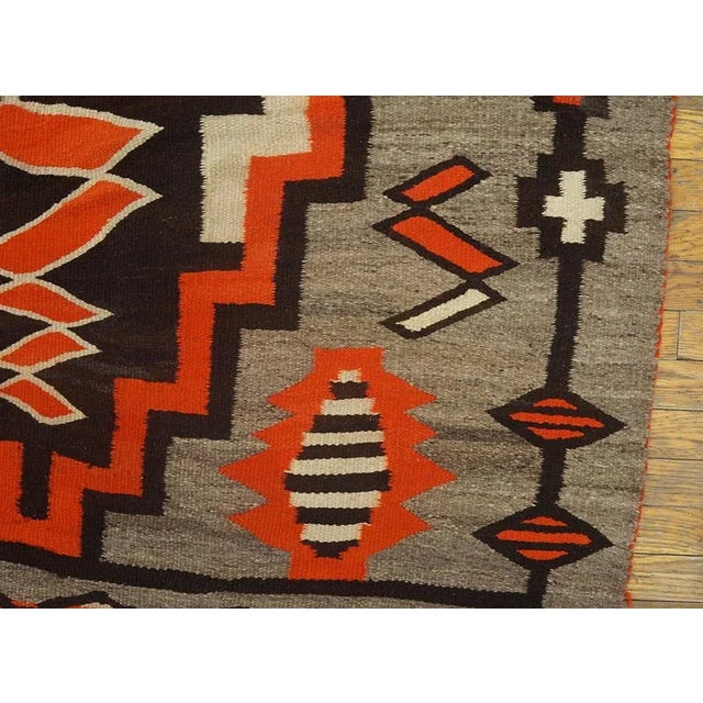 1920s Gray Storm Tribal Antique American Navajo Rug 4'8"x6'9" Flatweave Wool Carpet For Sale - Image 4 of 11
