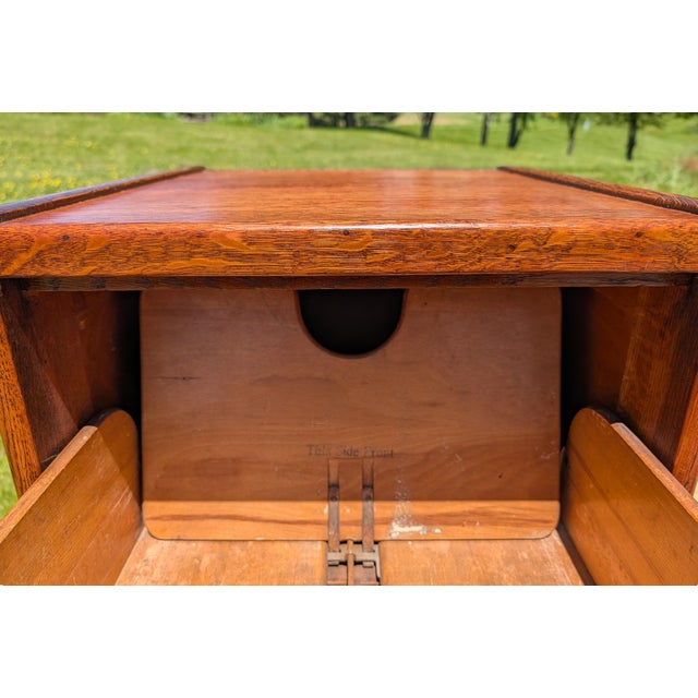 Wood Antique Quarter Sawn Oak Four Drawer File Cabinet 1920s Lot 1 For Sale - Image 7 of 18