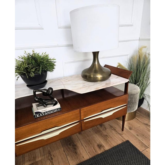 Mid-Century Art Deco Italian Walnut and White Marble Sideboard, 1950s For Sale - Image 6 of 14
