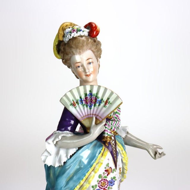 Late 19th Century Antique Volkstedt Hand Painted & Gilt Porcelain Figure of a Woman C1890 For Sale - Image 5 of 10