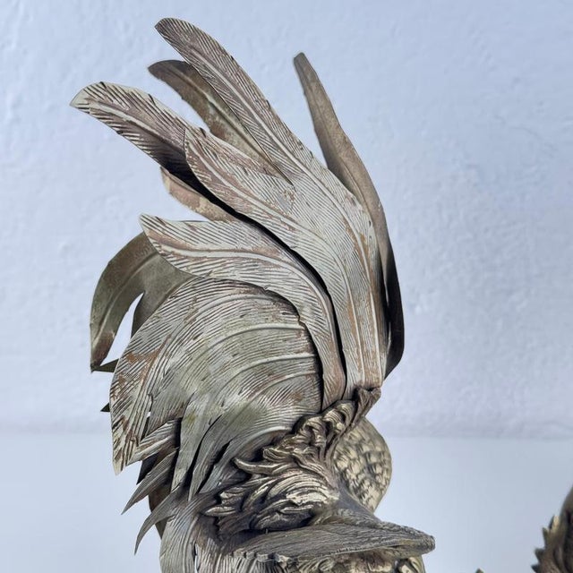 1950s Vintage Italian Brass Foraging Roosters from Gucci, 1950s, Set of 2 For Sale - Image 5 of 10