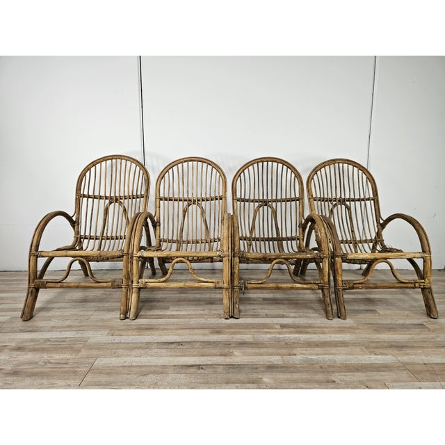 Vintage Wicker Armchairs, 1970, Set of 4 For Sale - Image 4 of 16