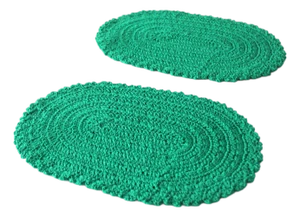 Vintage Crotchet Green Oval Placemats - Set of 2
