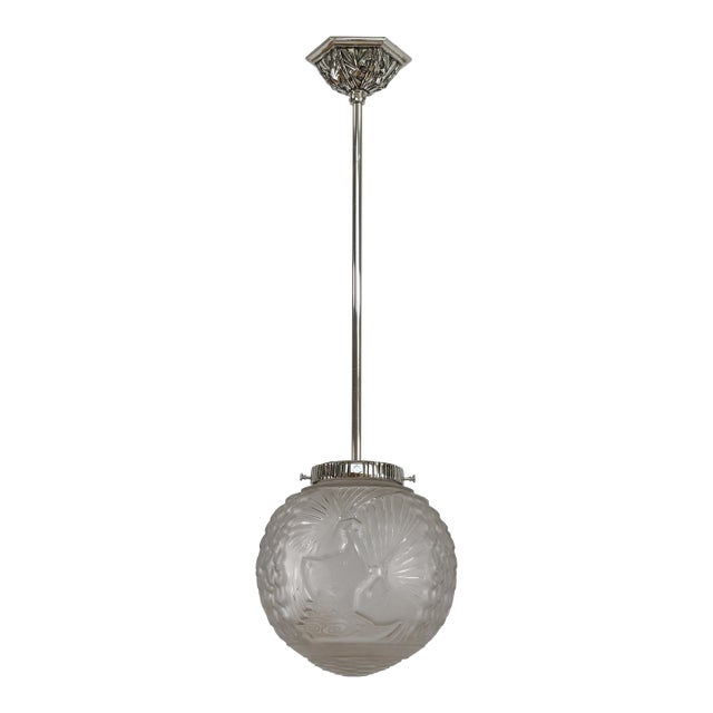 French Art Deco Pendant Light by Muller Freres 1930s - 3 Available For Sale