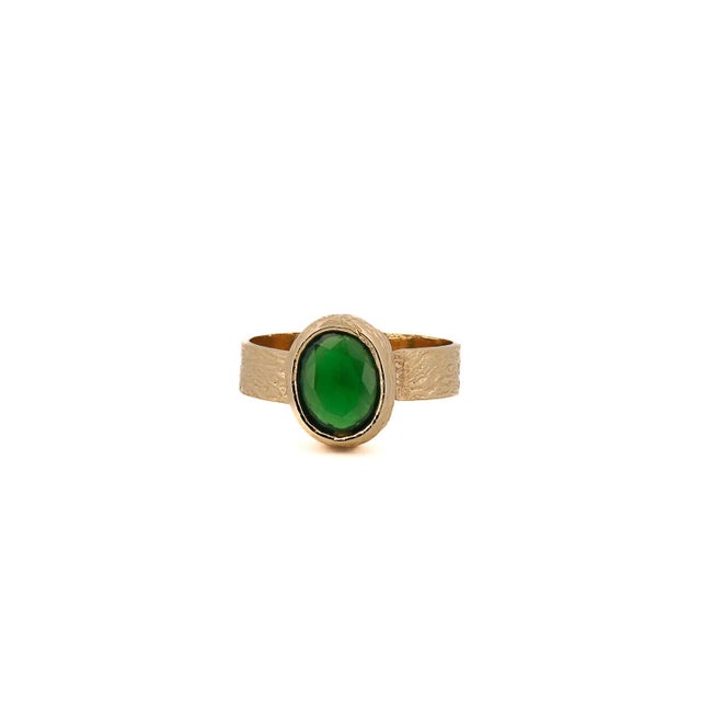 Cleopatra Gold & Green Jade Stone Adjustable Ring, Size 5 For Sale In Miami - Image 6 of 6
