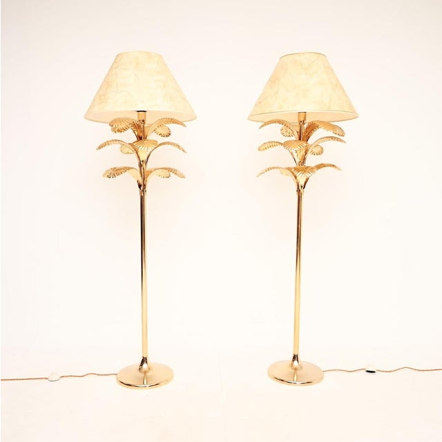 Vintage Italian Brass Palm Tree Floor Lamps, 1970, Set of 2 For Sale - Image 11 of 11