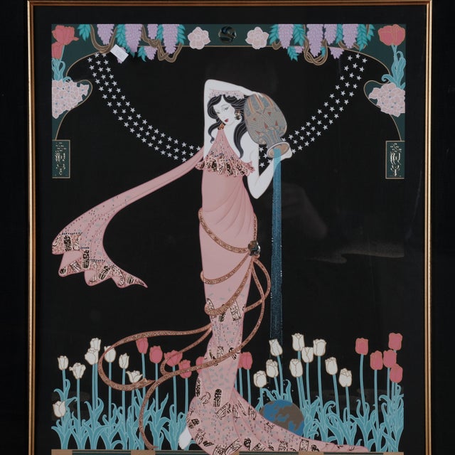 Art Deco 2007 Lillian Shao "The Source" (Aquarius) Hand Signed & Hand Numbered Limited Edition 40/300 Framed, Matted & Fileted Serigraph For Sale - Image 3 of 9