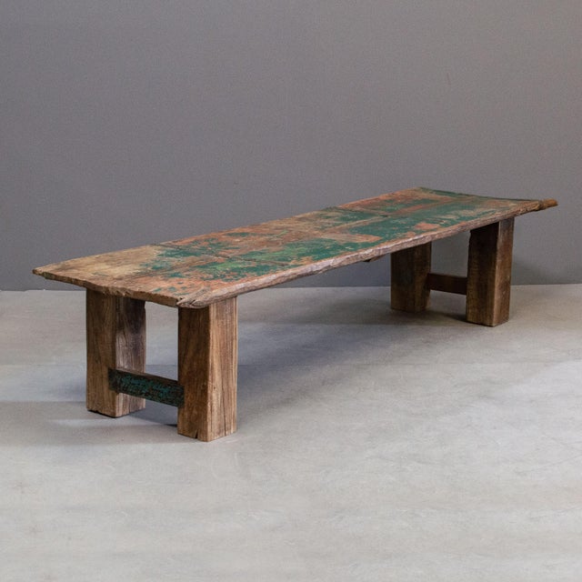 Wood Early 20th Century Rustic Antique Rajasthani Door Coffee Table For Sale - Image 7 of 11