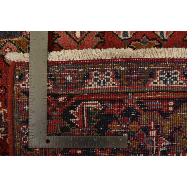 Heriz Rug 7’10” X 10’6” Red Wool Vintage Tribal Hand-Knotted Oriental Carpet For Sale - Image 15 of 15