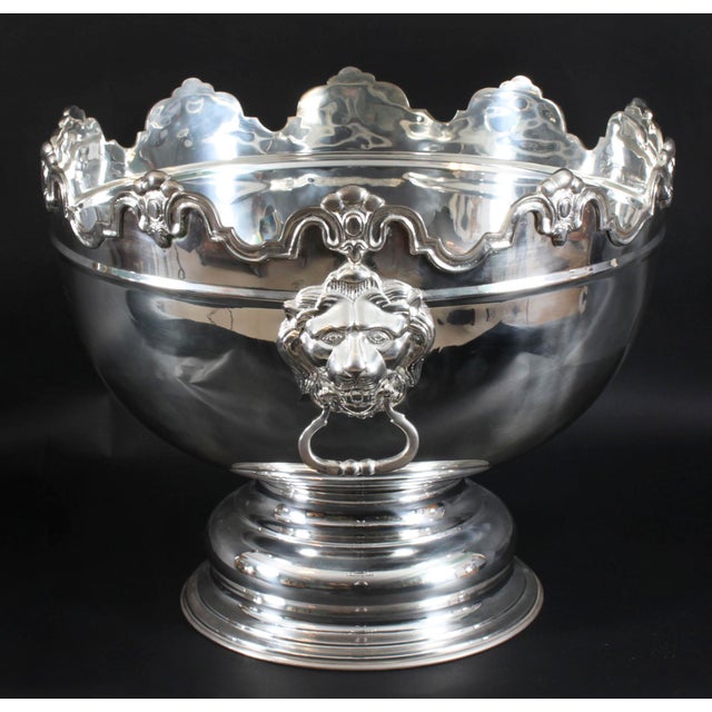 Large Vintage Silver-Plated Punch Bowl from Monteith, 1980s For Sale - Image 16 of 18
