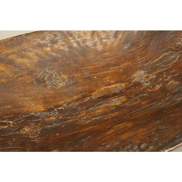 18th C. Pre-Revolutionary Large Carved Wood Bread Dough Bowl Farmhouse Rustic For Sale - Image 9 of 17