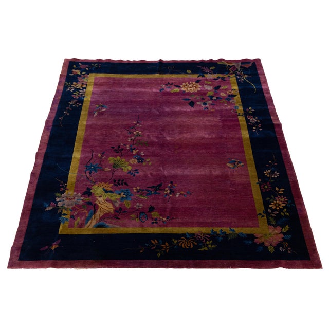 Capture the essence of 1920s glamour with this striking antique Chinese Art Deco wool rug. Boasting an exceptionally bold...
