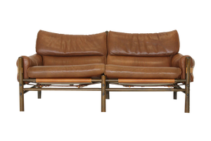 Set of Leather Kontiki Sofa & Coffee Table from Arne Norell Ab, 1970s