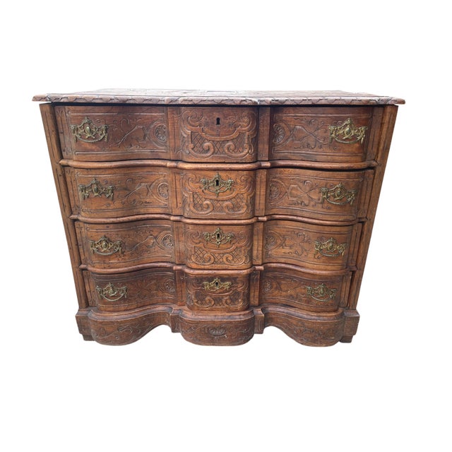 Elm Chest of Drawers with Schwarzwald Style Carving, 1850 For Sale - Image 4 of 8