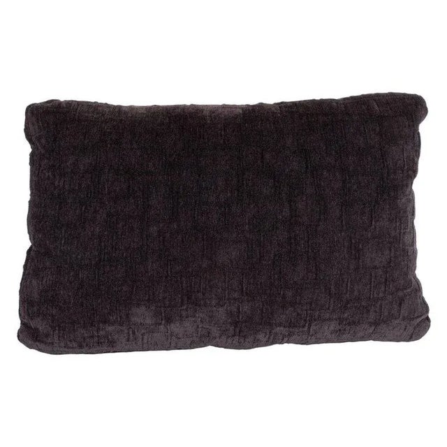 Custom Handmade Gaufraged Velvet Rectangular Pillow in a Smoked Amethyst Hue For Sale In New York - Image 6 of 6