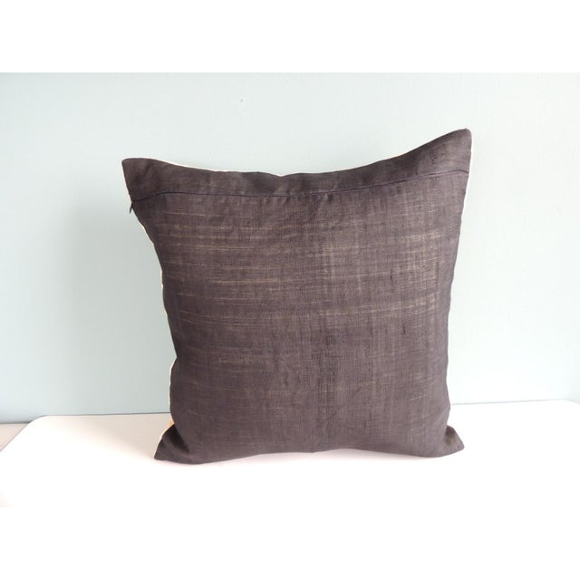 Raw Silk Square Decorative Asian Pillow For Sale - Image 4 of 5