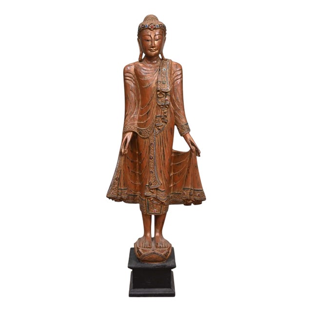 Carved Thai Buddha Statue, 1930s For Sale