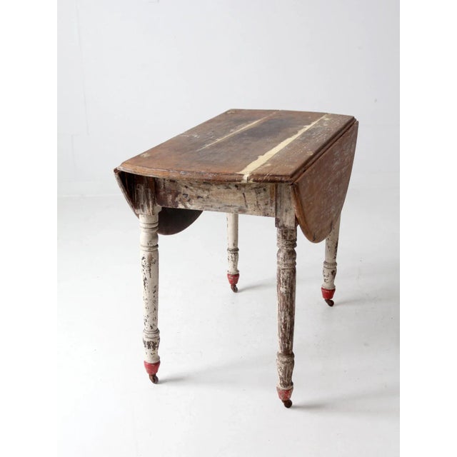 Antique Painted Drop Leaf Table For Sale - Image 11 of 12