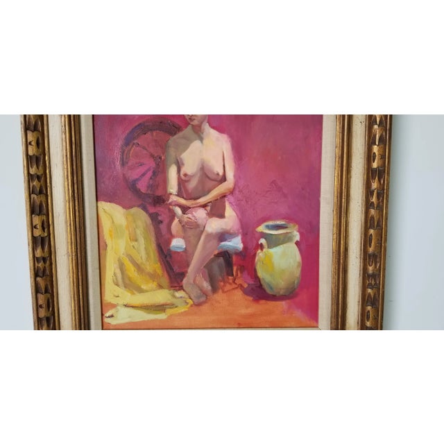 Red 1980's Vintage Still Life Nude Female Abstract Painting, Framed For Sale - Image 8 of 12