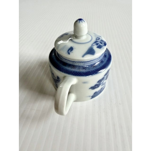 Vintage Mottahedeh Blue Canton Mustard Condiment Jar With Lid, Portugal For Sale In Cleveland - Image 6 of 12