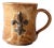 Vintage Organic Modern Studio Pottery Mug With Fleur-Di-Lis For Sale