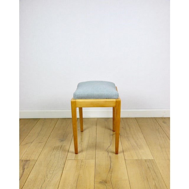 Stool in Blue Natural Fabric, 1970s For Sale - Image 6 of 12