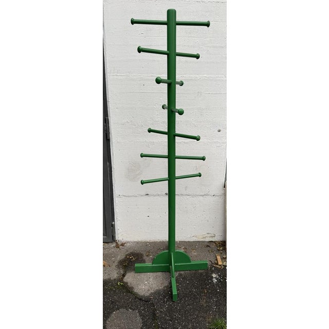 Green Wooden Coat Hanger attributed to Ettore Sottsass, 1960s For Sale - Image 8 of 15
