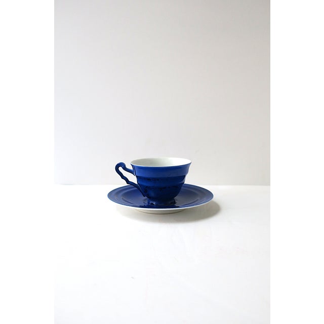 Yves Klien Blue Style Porcelain Espresso Coffee Cup Saucer Art Deco, Europe For Sale In New York - Image 6 of 12