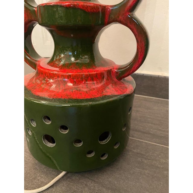 Green Ceramic Lamp from Scheurich, W. Germany For Sale - Image 8 of 10