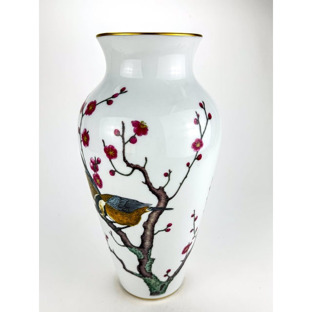 Vintage Franklin Mint Tall White Porcelain Vase For Sale - Image 4 of 12