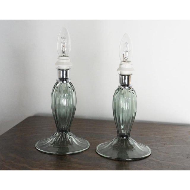 Murano Glass Table Lamp in Green Color, Italy, 1980s For Sale - Image 11 of 14