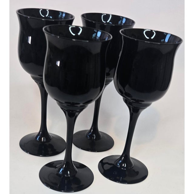 Vintage Onyx Black Goblets- Set of Four For Sale - Image 10 of 10
