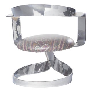 Carlos Ojínaga Erill "Cinta" Swivel Armchair, Stainless Steel, Spanish Mid-Century For Sale