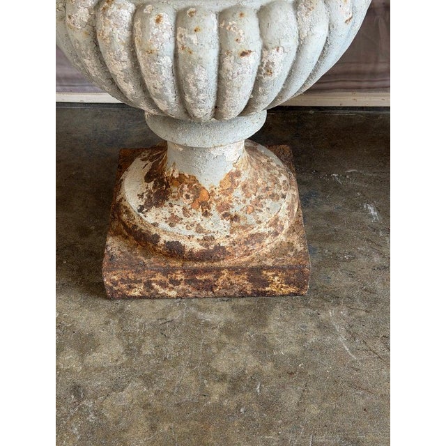 Set of 4 19th Century French Cast Iron Garden Urns For Sale - Image 4 of 18