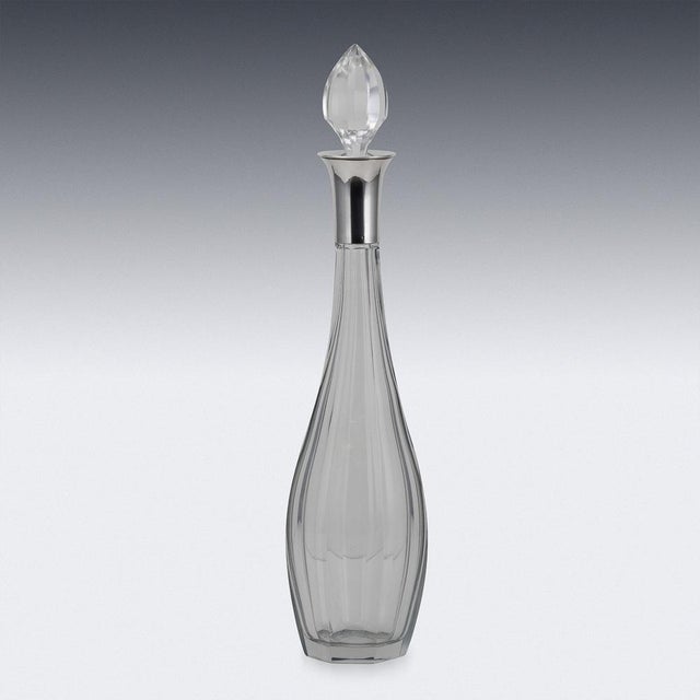20th Century Art Deco French Silver & Cut Glass Decanter, 1920s For Sale - Image 11 of 14