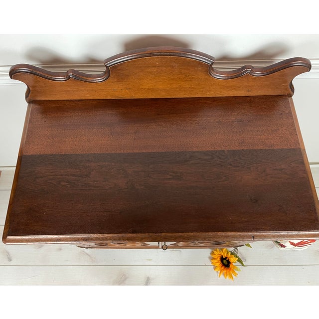 Brown Antique Walnut Restored Washstand / Vanity / Curved Fruit / Casters/ Circa 1870 For Sale - Image 8 of 12