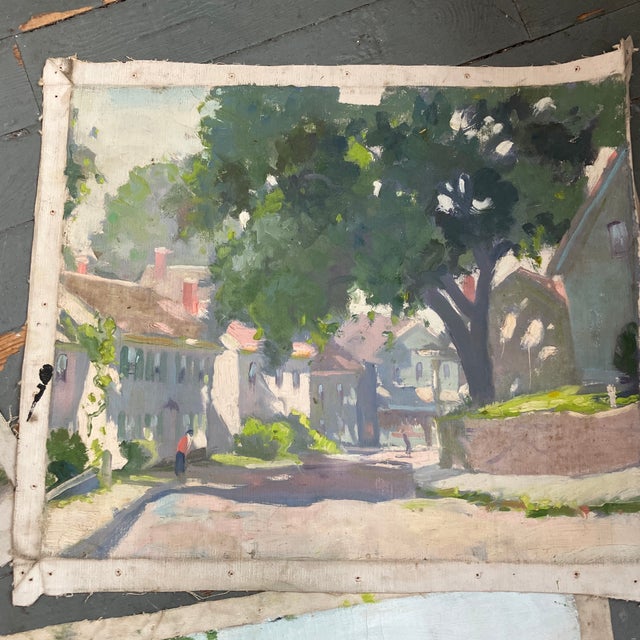 1940’s Bucks County Impressionist Paintings for Restoration Set of 3 For Sale - Image 4 of 5