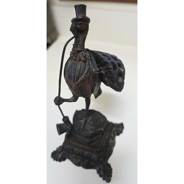 Antique Bronze Turkey Hearing Challenged Cigar Holder For Sale - Image 4 of 6