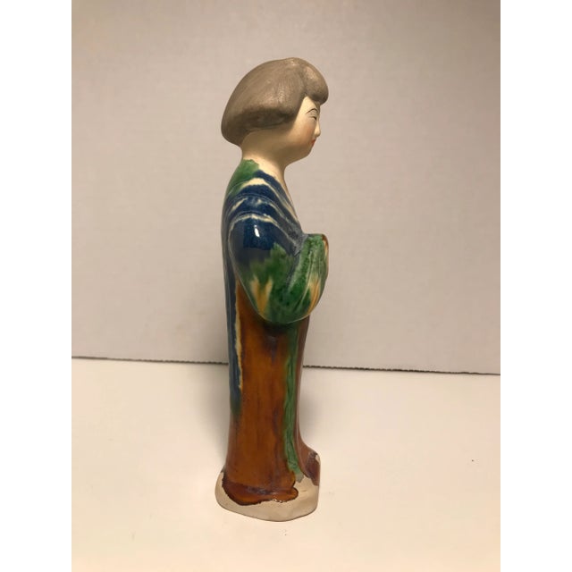 1980s Vintage Tang Style Chinese Pottery Figurine of a Court Lady For Sale - Image 5 of 8