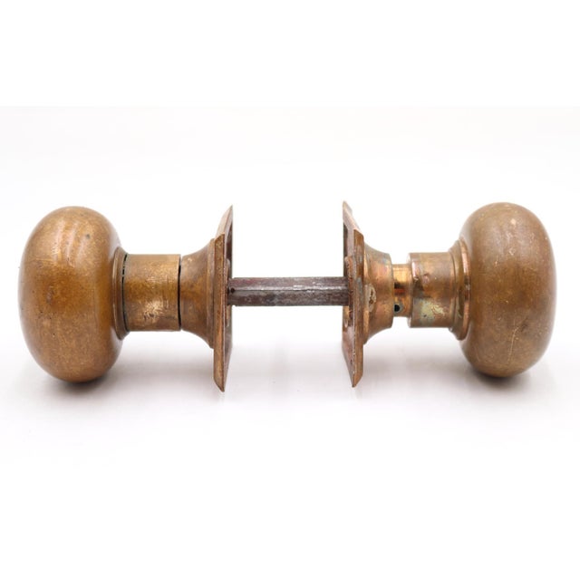 Traditional Vintage 2.125 In. Brass Passage Door Knob Set For Sale - Image 3 of 6